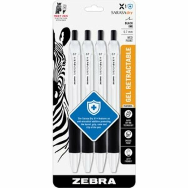 Zebra Pen 0.7 mm Sarasa Dry X1 Plus protective Gel Pen, Black, 4PK ZEB41514